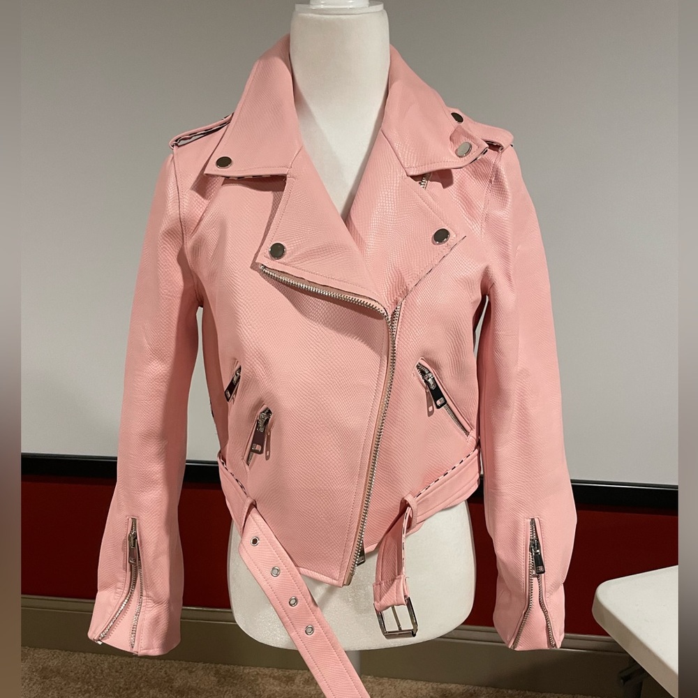 COPY - Zara pink moto jacket large.